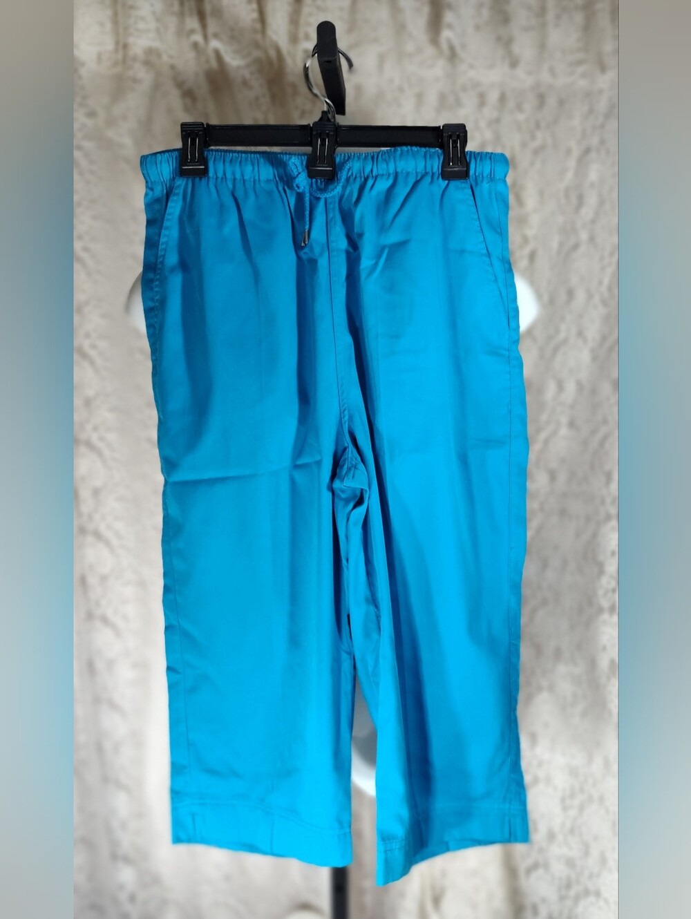 Coral Bay Bright Caribbean Blue Pull-On Wide-Leg Capris Pants